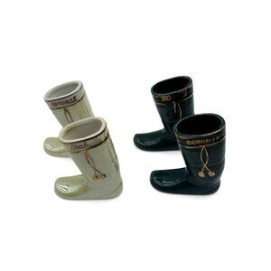 São Paulo Two Pairs Bierhalle Ceramic Boot Figurines Brazil